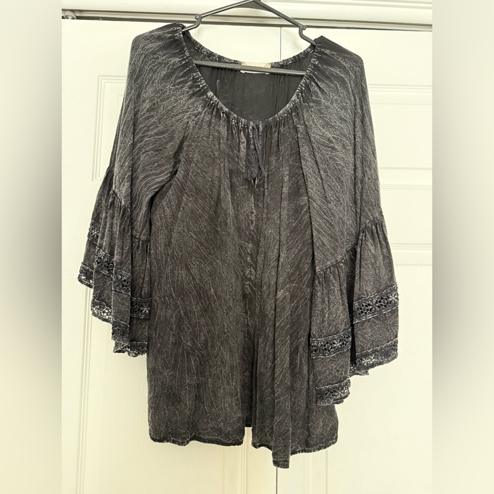 Altar'd State Black Top with Lace Accents